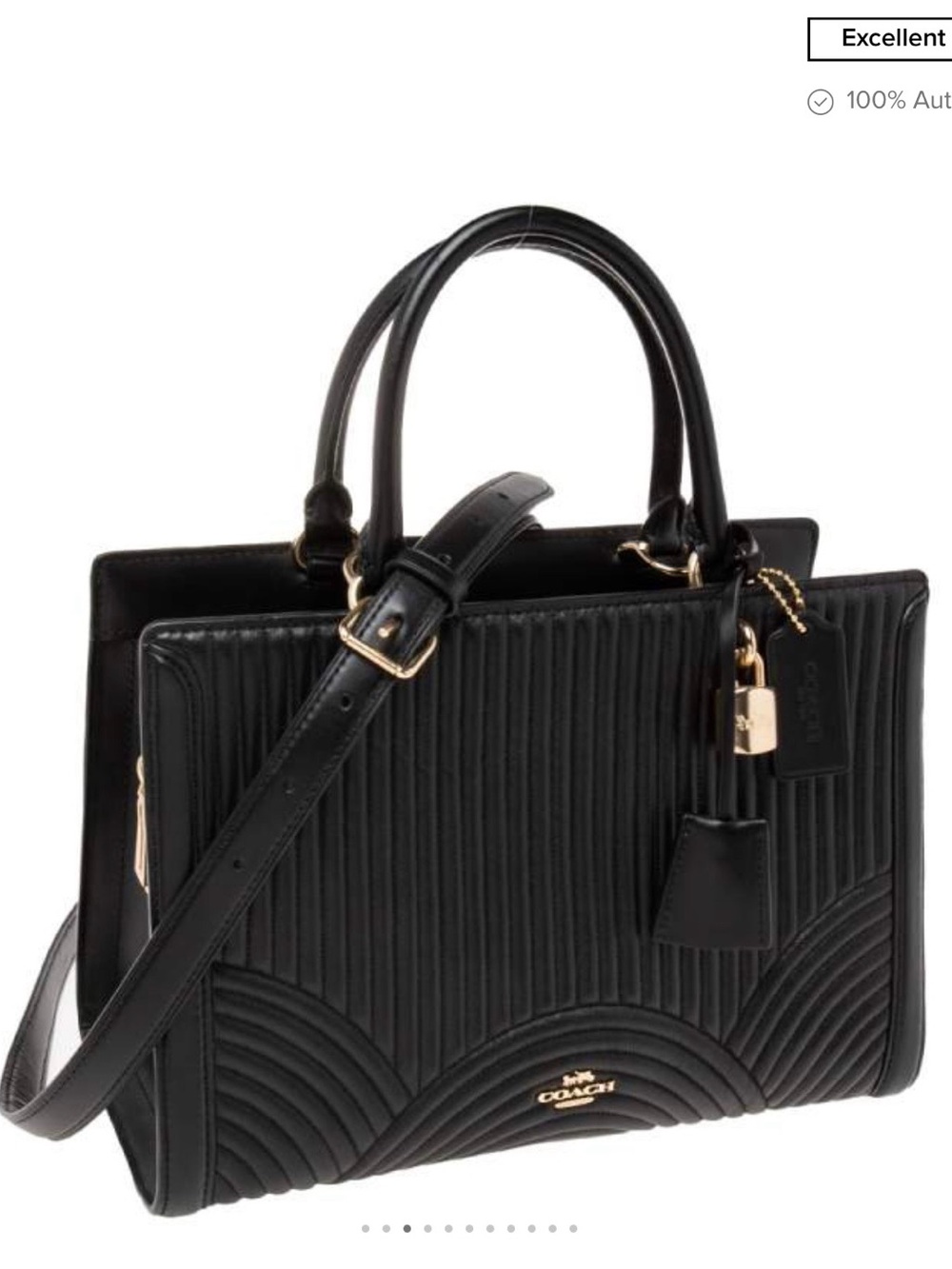 Coach Black Quilted Leather Top-Handle Satchel with Gold Hardware